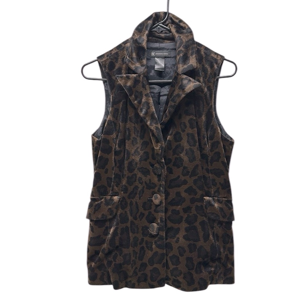 INC international concepts cheetah leopard Animal print brown velvet vest small